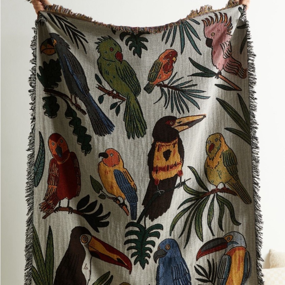 Urban outfitters Calhoun & Co. Birdies of Paradise tapestry throw blanket